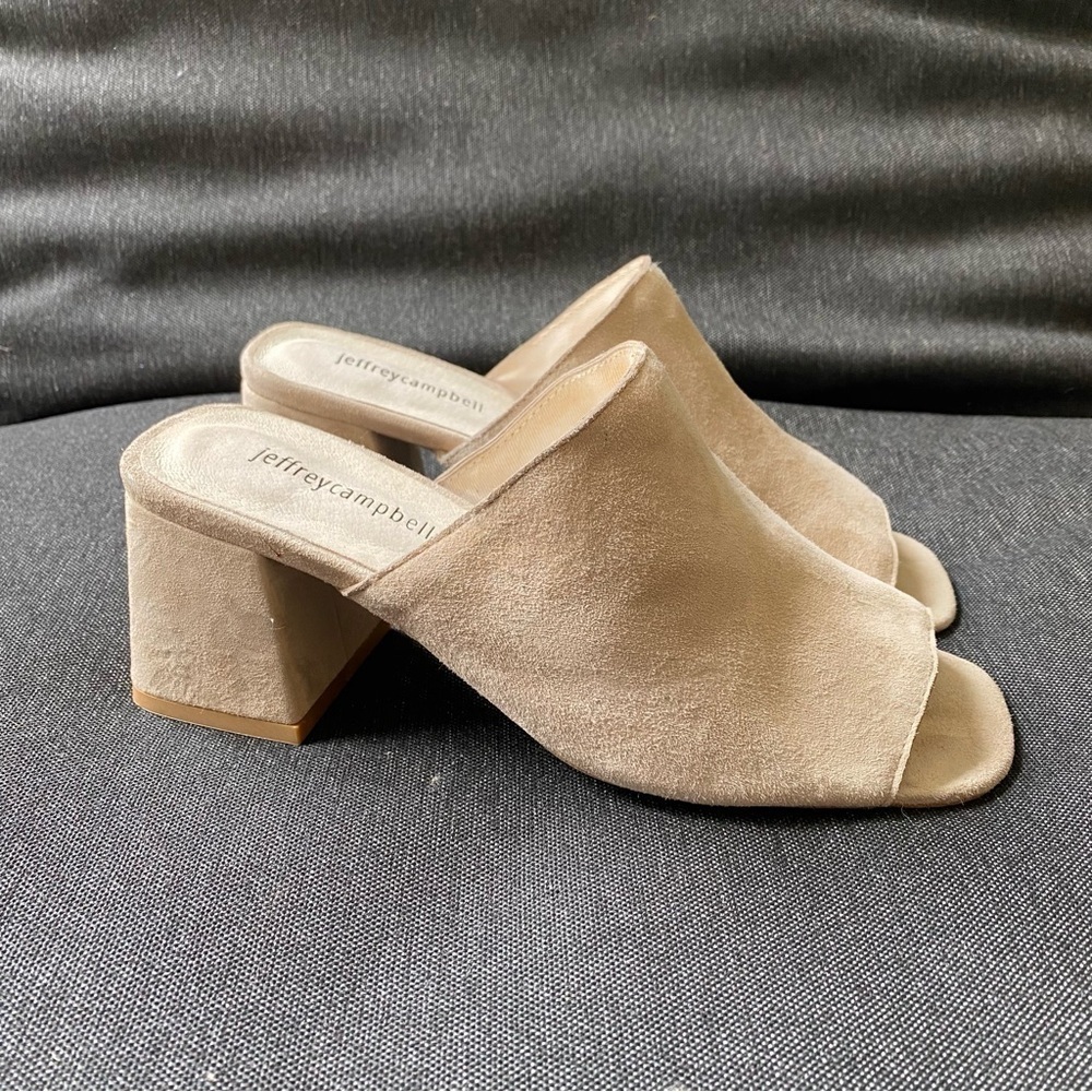 Jeffrey Campbell Perpetua Mules Sandals Tan Beige Leather Women’s Size 8